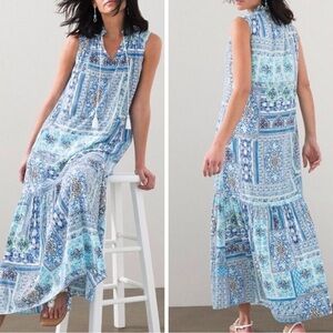 Chico’s Boho Floral Maxi Dress Sleeveless Pockets Pit to Pit 26” Size US 16 / 18